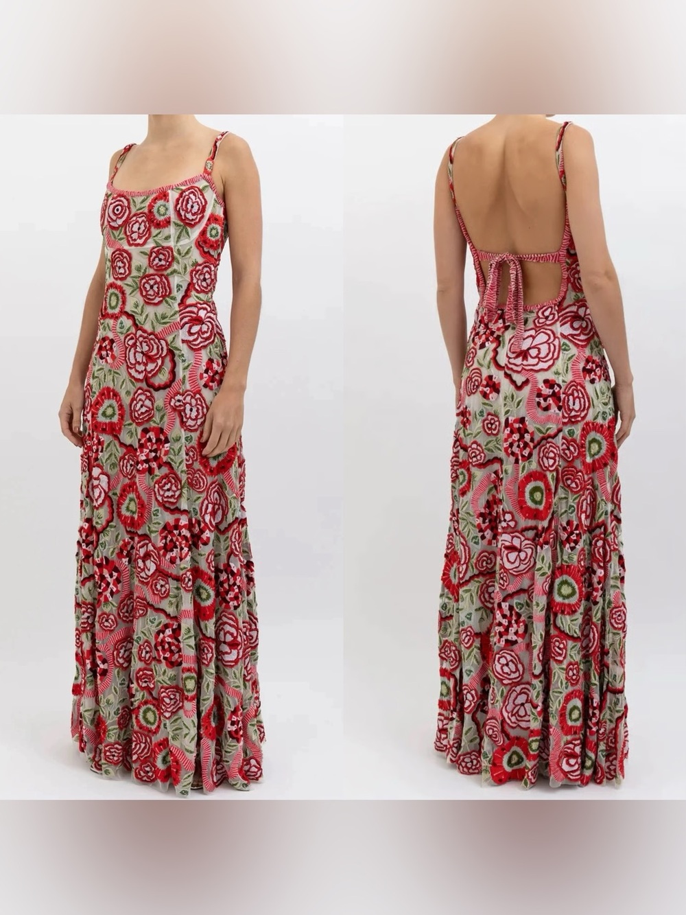 NWT Rachel Gilbert Gigi Floral Embroidered Gown Maxi Dress